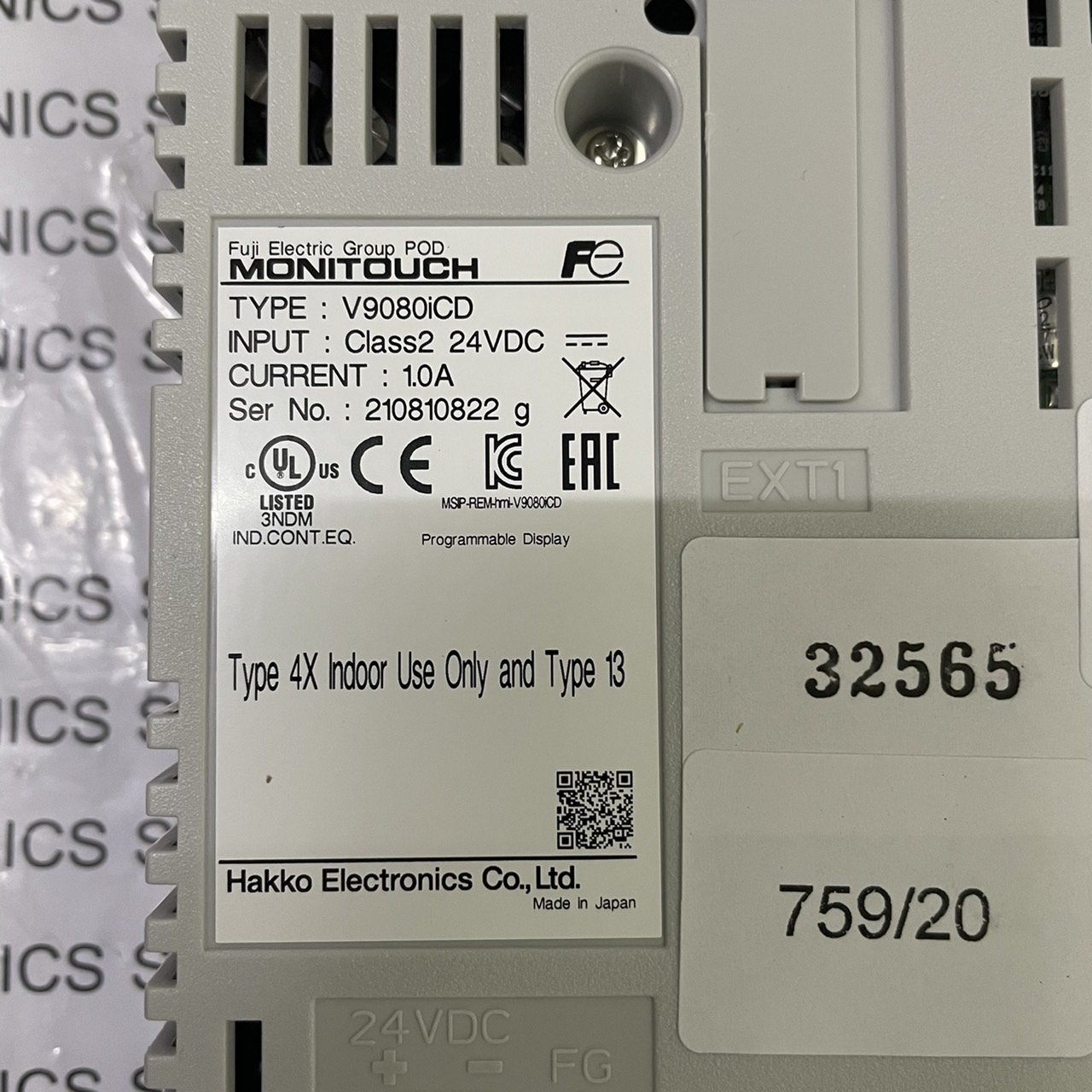 HMI " HAKKO " MODEL : V9080ICD