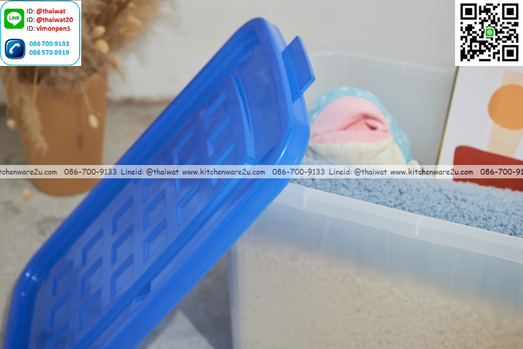 P12601 กล่องเอนกประสงค์ 120 ลิตร มีล้อ (74*51*44 cm cm) เกรดเอ No.2010 ราคาขายส่งต่อ 12 ใบ: เฉลี่ย 390 บต่อใบ