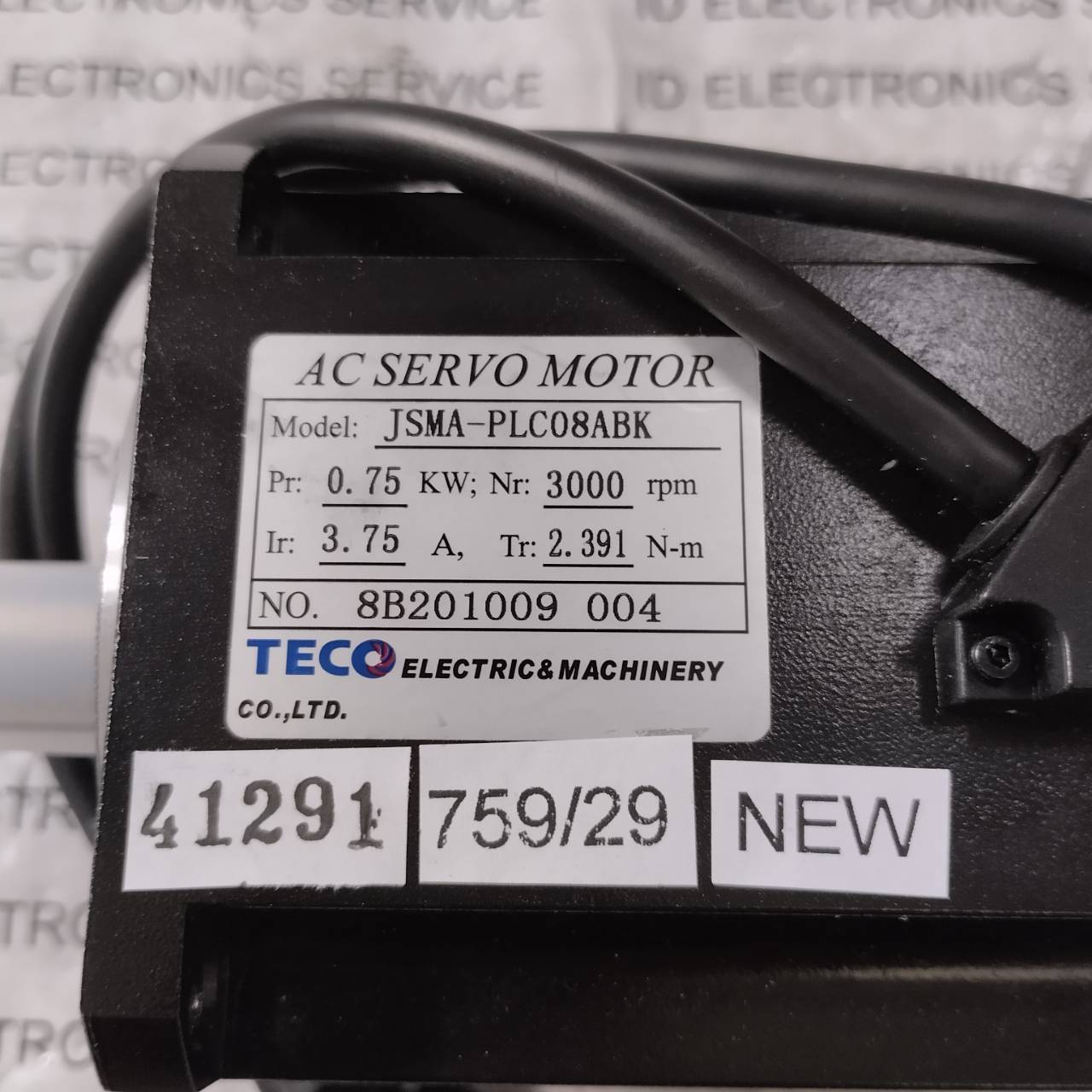 SERVO MOTOR " TECO " MODEL : JSMA-PLC08ABK