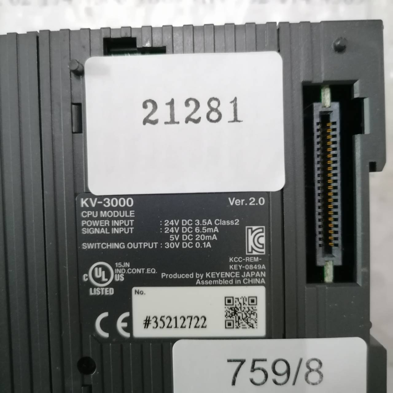 PLC " KEYENCE " MODEL : KV-3000