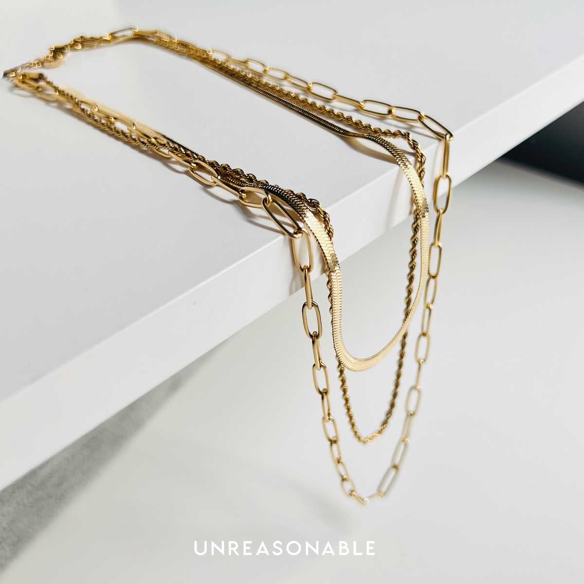 สร้อยคอ Stainless Steel สีทอง 3 layers UA0965-01 Unreasonable Accessories