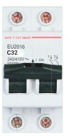 เบรกเกอร์ เมน (SAFE-T-CUT) 2 สาย 63 แอมป์ เซฟทีคัทแท้ EU2063 2P 32A 50A 63A ( 240/415V) ขาล็อคแบบยุโรป