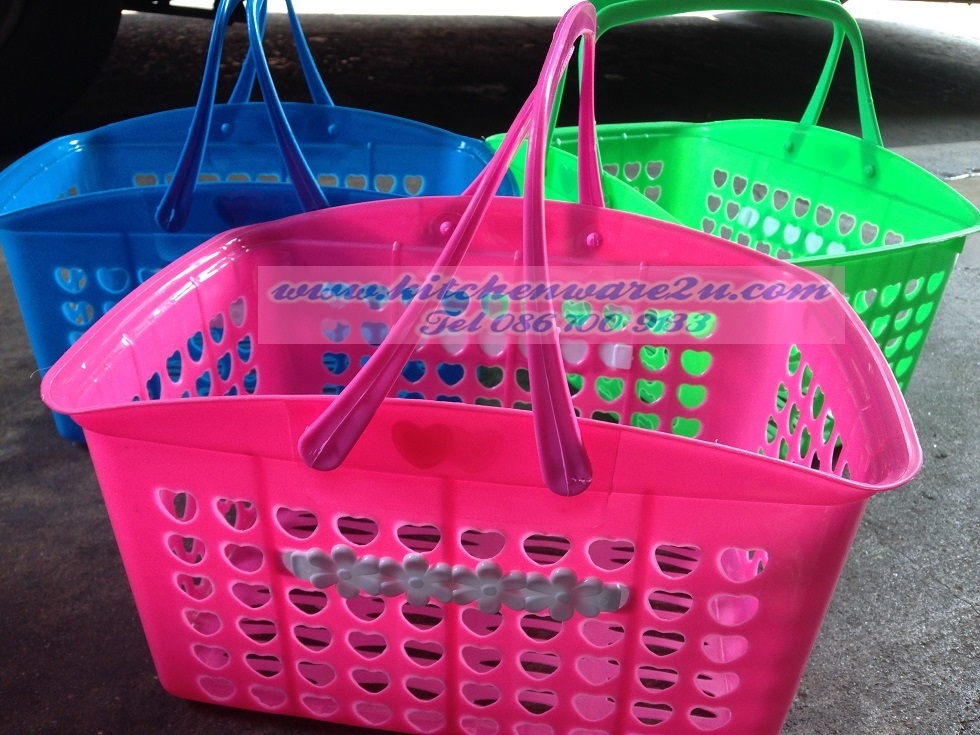 P08273 ตะกร้าหูหิ้ว (กว้าง 21 ยาว 31 สูง 16 cm) สีหวาน No.9201 (ราคาขายส่งต่อ 1 โหล: 12 ใบ)