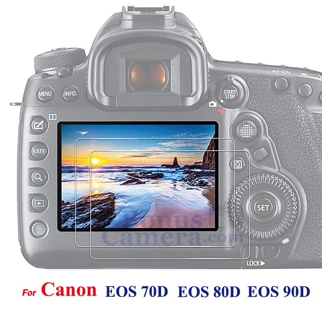 GSP-70D แผ่นกระจกกันรอยจอ Canon EOS 70D,80D,90D LCD Screen Protector