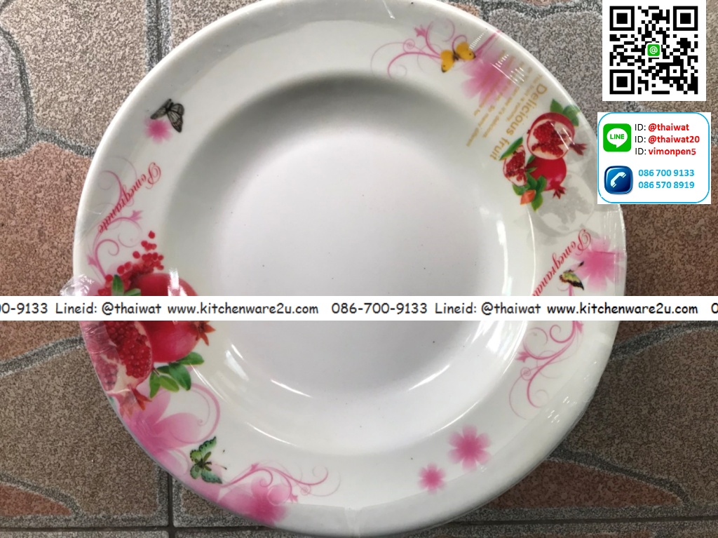 P04861 จานเมลามีน 9 นิ้ว ลายใหม่ หนา ราคาส่งต่อ 1 โหล : 12 ใบ