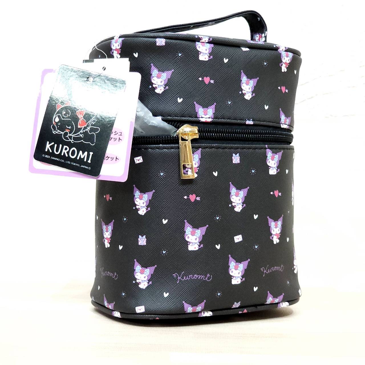 กระเป๋าใส่เครื่องสำอางน้อง kuromi ลิขสิทธิ์แท้ sanrio จากญี่ปุ่น ขนาด 14x10 สูง 18 cm