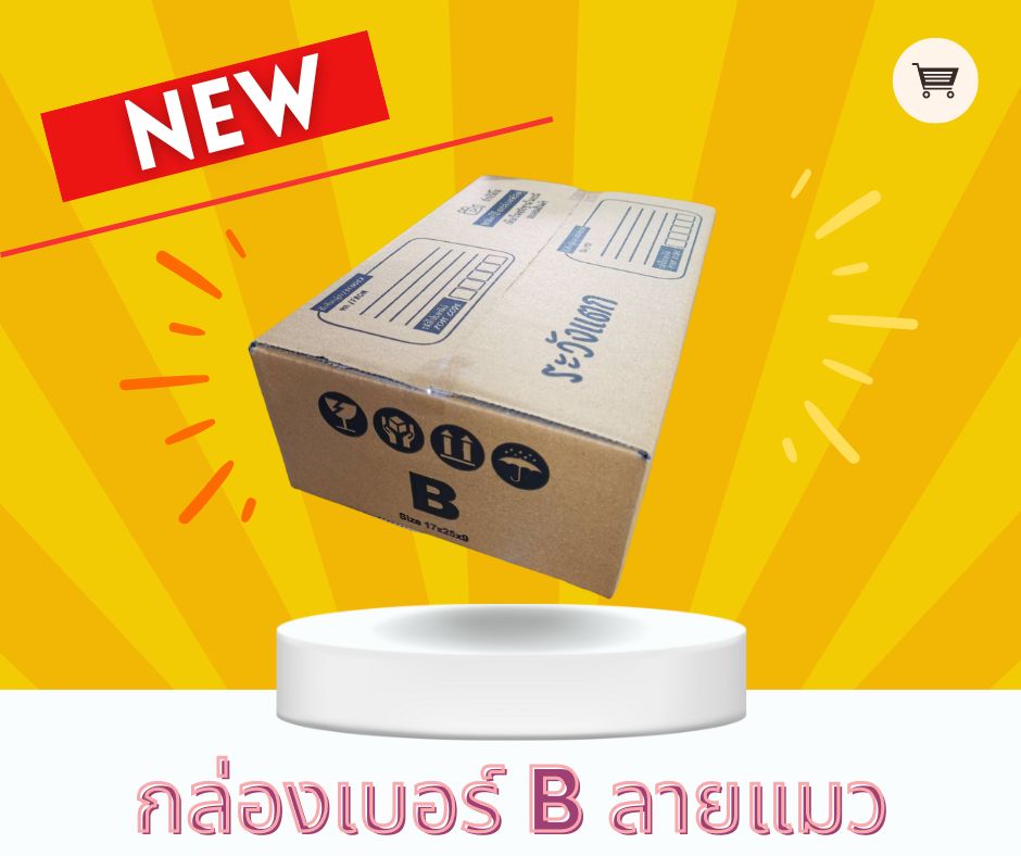 กล่องไปรษณีย์ กล่องพัสดุ พัสดุลาย Thank you ขนาดเบอร์ B แพ็ค 20ใบ