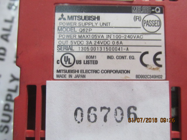 PLC " MITSUBISHI " MODEL : Q62P