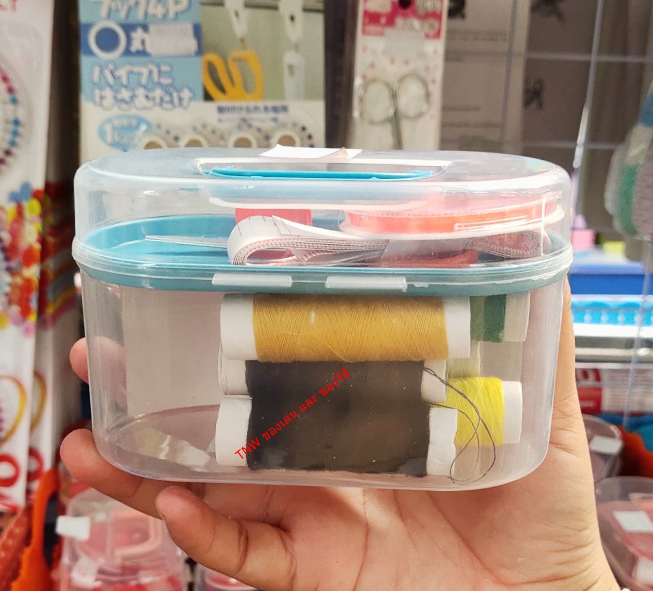 กล่องเย็บผ้า แบบพกพาเเละชุดอุปกรณ์เย็บผ้า สำหรับบ้านและของใช้ประจำ