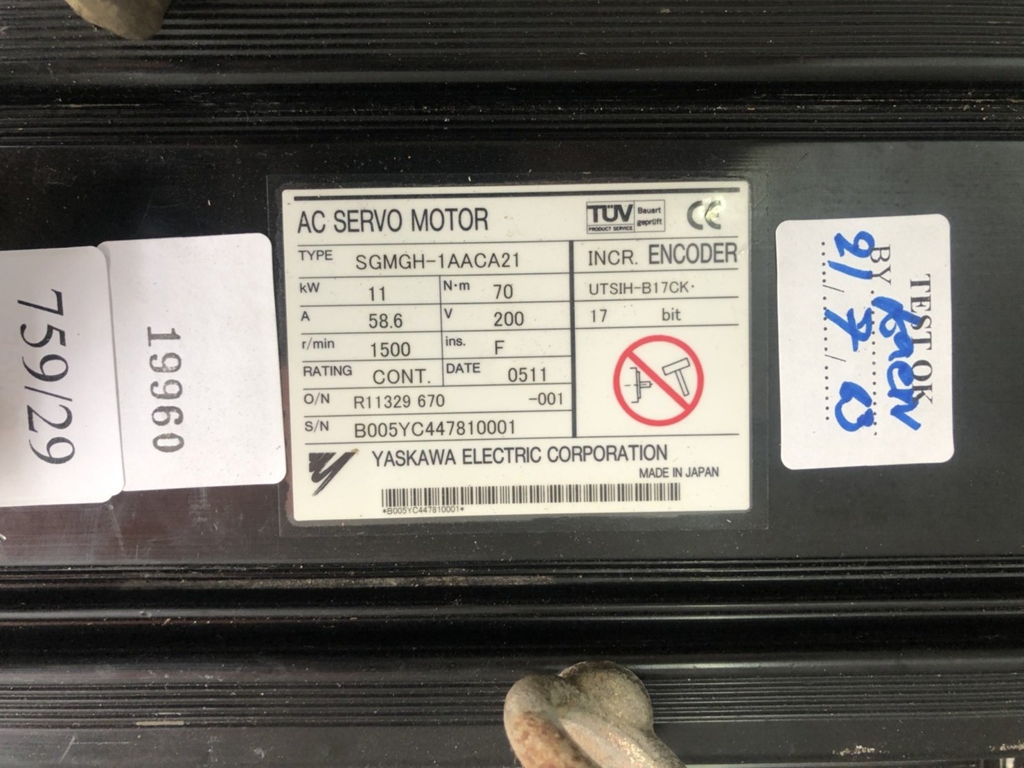 SGMGH-1AACA21 SERVO MOTOR "YASKAWA"