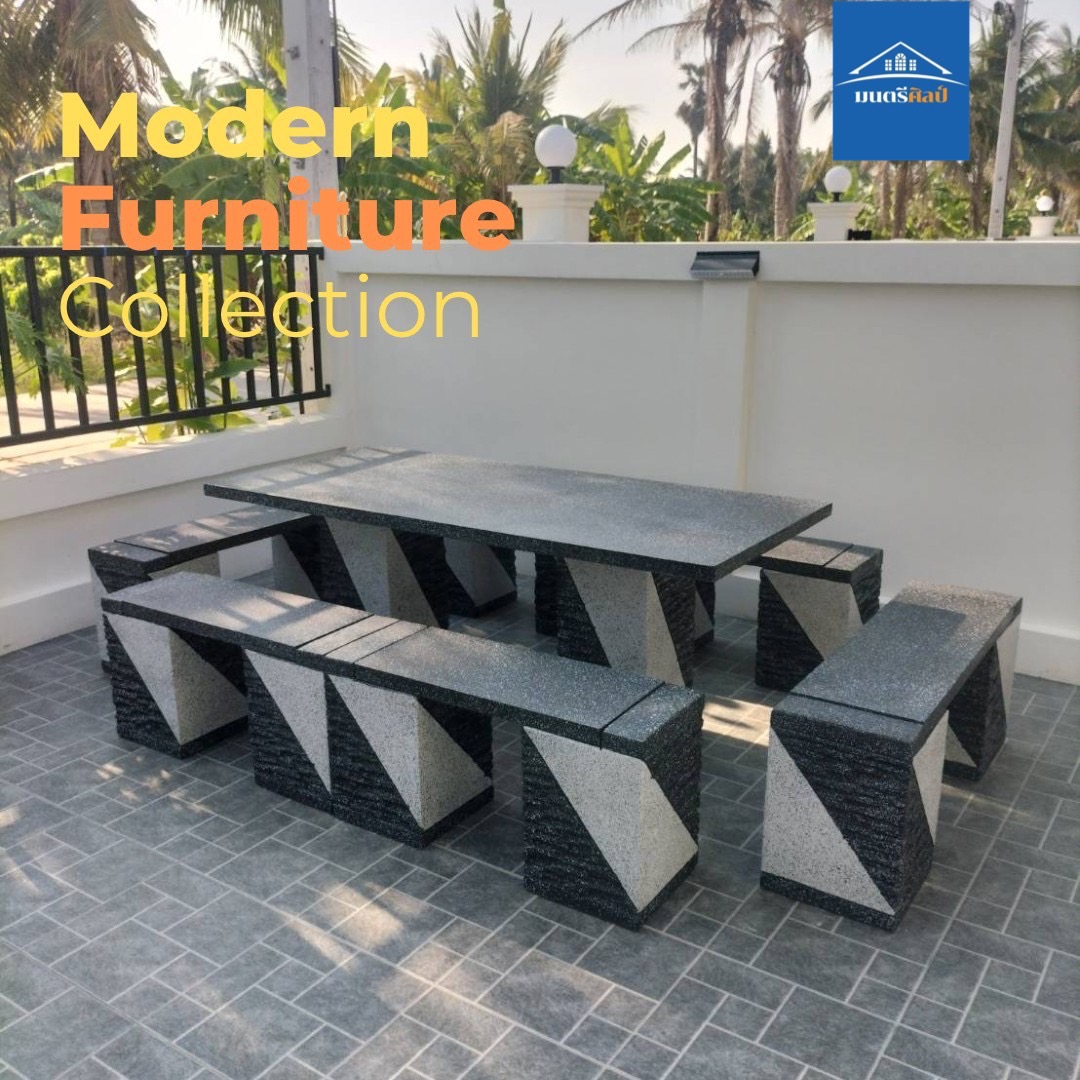 ชุดโต๊ะสนาม โต๊ะสนาม โต๊ะสนามกลางแจ้ง ชุด 12 ที่นั่ง แนว Modern Luxury ขนาดโต๊ะยาว 180*80 cm.