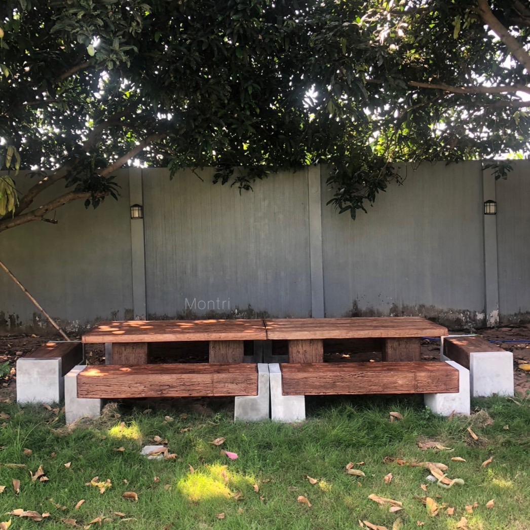 ชุดโต๊ะสนาม ชุดโต๊ะไม้หมอน งาน DIY โต๊ะสนามกลางแจ้ง โต๊ะสนามไม้หมอน ขนาดโต๊ะ 3.6 เมตร