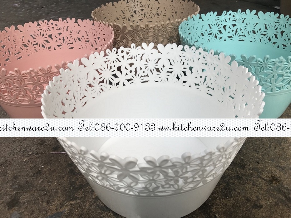 P10541 ตะกร้ากลม ลายฉลุ ทรงมงกุฎ (21*21*12 cm) No.PR-396 ราคาส่งต่อ 1 โหล: 12 ใบ
