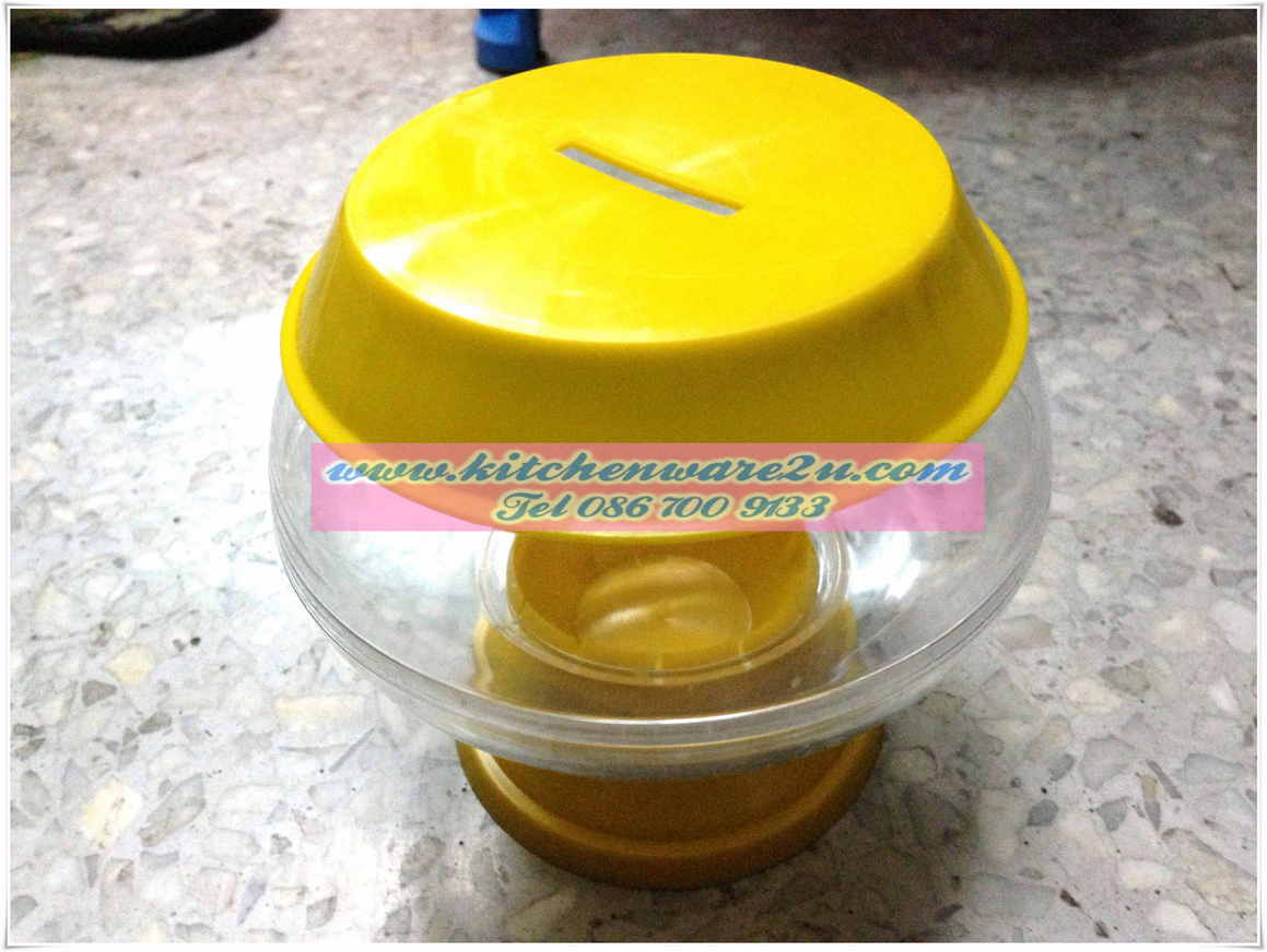 P06519 ออมสิน บาตรพระสังฆทานเล็ก แบบใส เส้นผ่าศูนย์กลางช่วงกลางฝาบาตร 8 ซม. (ราคาขายส่งต่อ 12 โหล: 144 ใบ:เฉลี่ย 20 บต่อใบ)