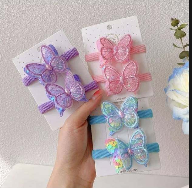 💗มาหยา กิ๊ฟช้อป💗ยางรัดผม ผีเสื้อ สีสวยน่ารัก แฟชั่นเครื่องประดับศรีษะ อ่อนโยน ไม่ทำลายเส้นผม ขนาด 4 ซ.ม. เส้นใหญ่