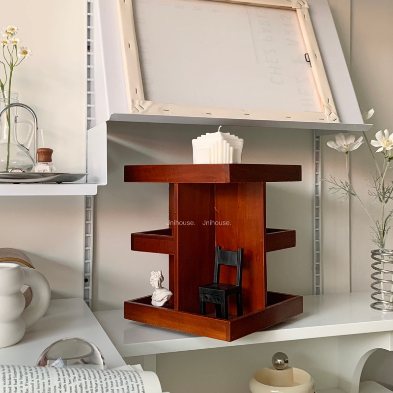 [พร้อมส่ง] Jnihouse : ชั้นไม้วางของหมุนได้ (Rotatable wooden shelf)