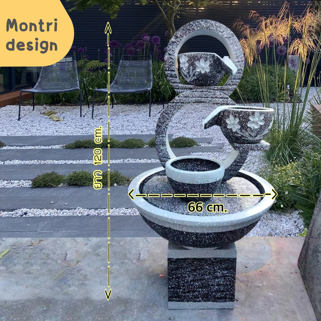 น้ำล้นแต่งสวน น้ำล้นเลข8 ไซน์มินิ เหมาะสำหรับวางในพื้นที่จำกัดได้ ขนาดสูง 120 อ่างกว้าง 66 cm. ฟรีปั้มน้ำพร้อมติดตั้ง