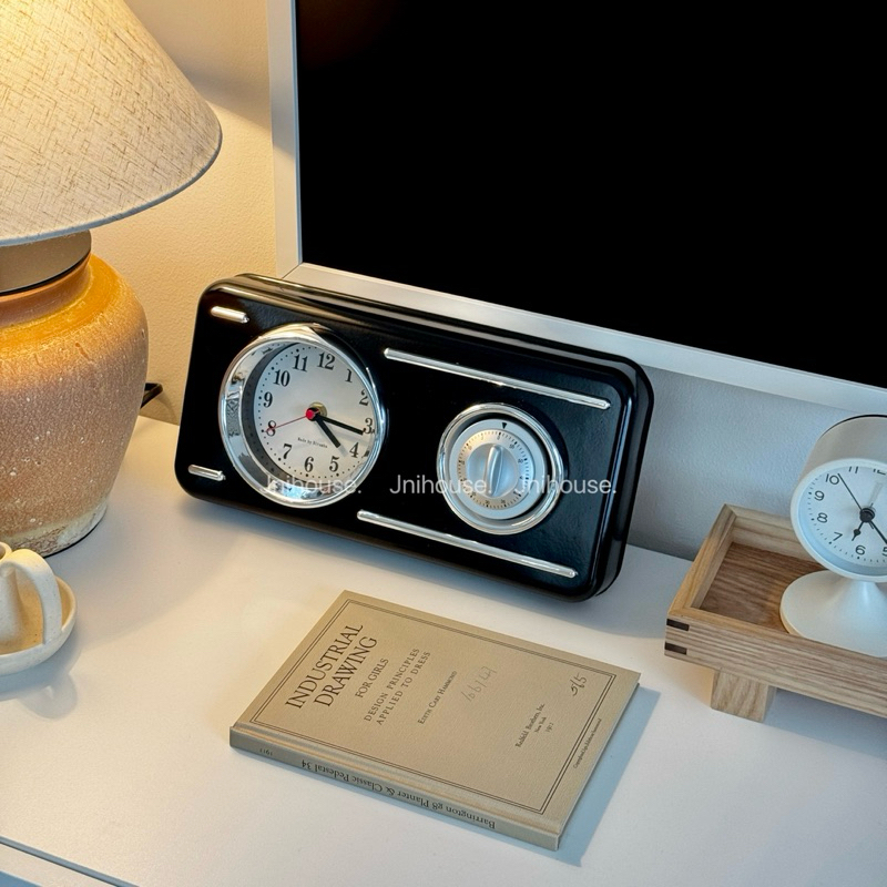 [พร้อมส่ง] Jnihouse : Vintage Twin Dial Clock –นาฬิกาดีไซน์สองหน้าปัดแบบย้อนยุค