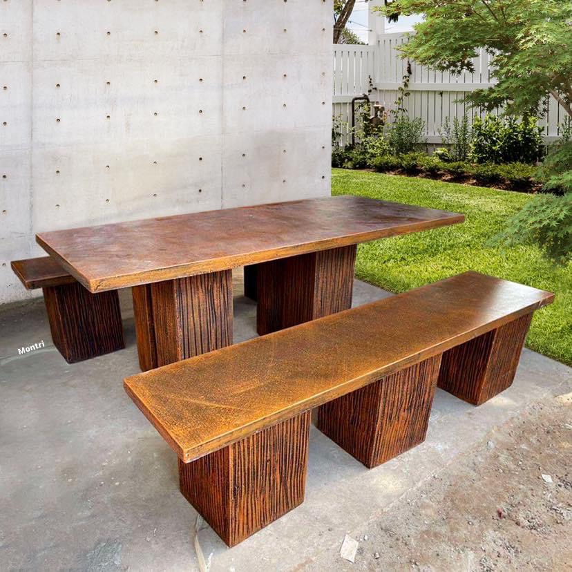 โต๊ะสนามลายไม้ สไตล์ธรรมชาติ ยาว 180 cm. รองรับได้ 8 ท่าน