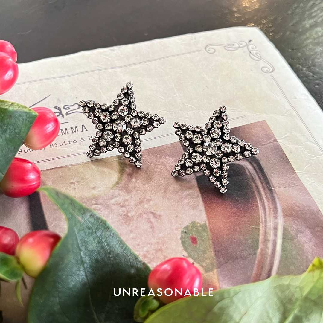 ต่างหูดาว Crystal ต่างหูคลิป ต่างหูก้านเงินแท้ น้ำหนักเบา สวยใส่สบาย UA0844-01 Unreasonable Accessories