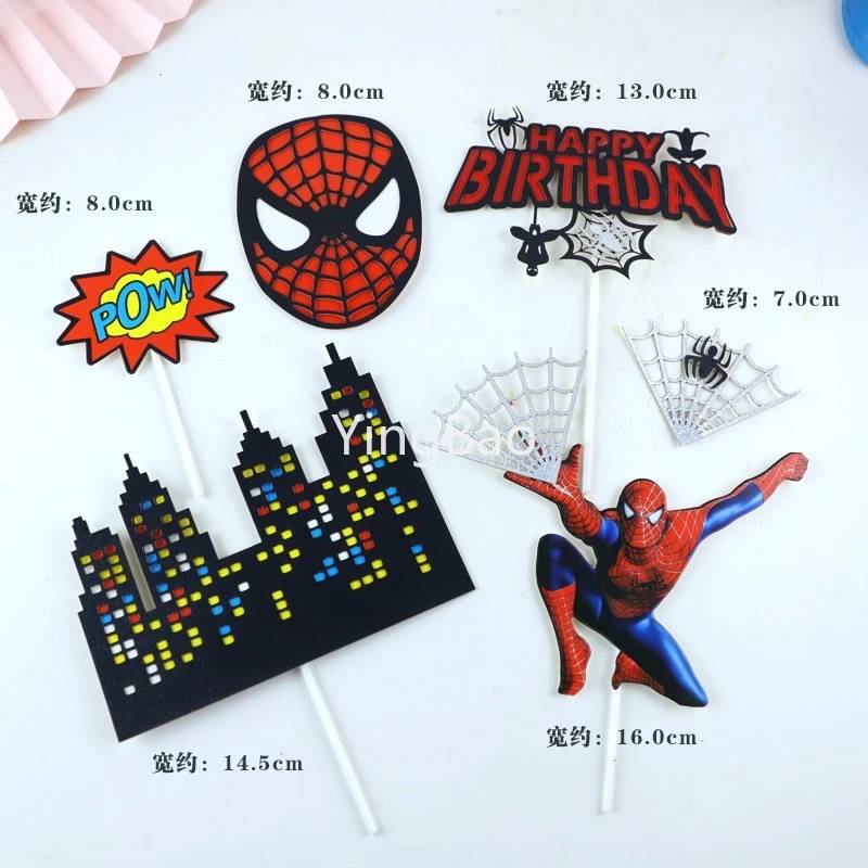 🕸 สไปเดอร์แมนแต่งเค้ก ป้ายปักเค้ก สไปเดอร์แมน อุปกรณ์แต่งเค้ก สุดเท่ 🕸