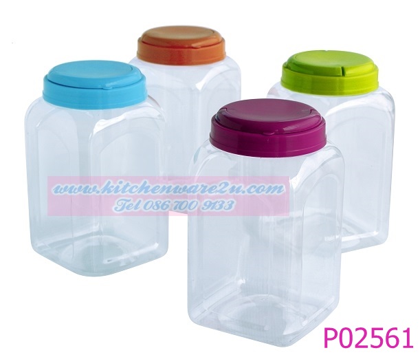 P02561 ขวดโหลพลาสติกใส ปาก 5 นิ้ว (11*11*21 ซม.) (ราคาส่งต่อ 1 โหล: 12 ใบ)