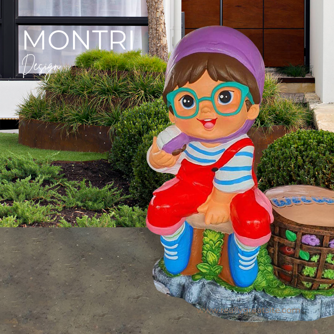 ตุ๊กตาจัดสวน จำนวน 1 คู่ ตุ๊กตาแต่งสวน ตุ๊กตาแต่งหน้าร้าน ตุ๊กตาปูนปั้น ตุ๊กตาปูนปั้นจัดสวน ตุ๊กตาปูนปั้นโคราช รุ่น NAZA88