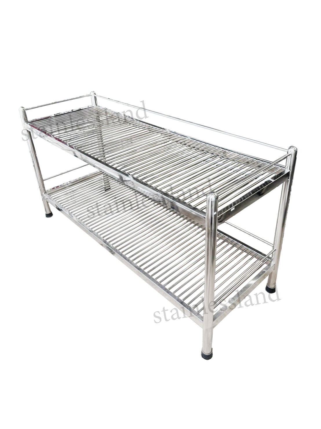 ชั้นวางสแตนเลส 2ชั้น ตะแกรง (แบบซี่ ) ขนาด 55x150x80 ซม.