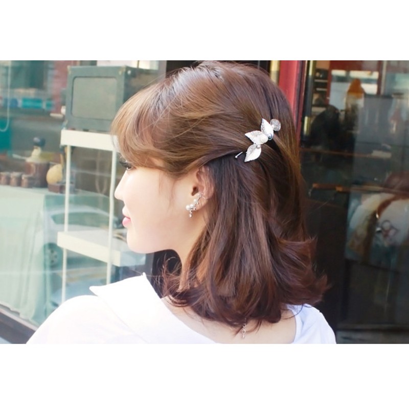 กิ๊บติดผมรูปใบไม้ งานกิ๊บแบบไขว้กัน