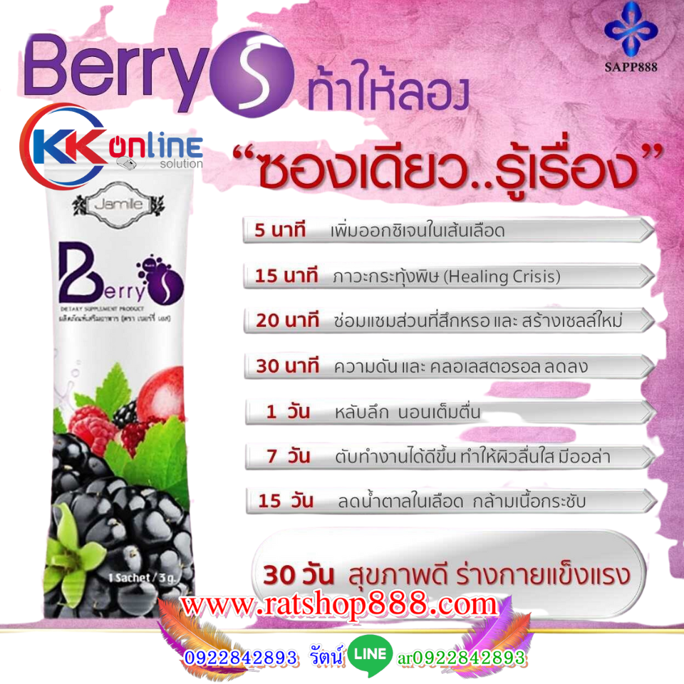 Berry s เบอร์รี่เอส ดีท็อกซ์ ดีท๊อกซ์เลือด ขับสารพิษในหลอดเลือด ตับ ลำไส้ บำรุงผิวพรรณ