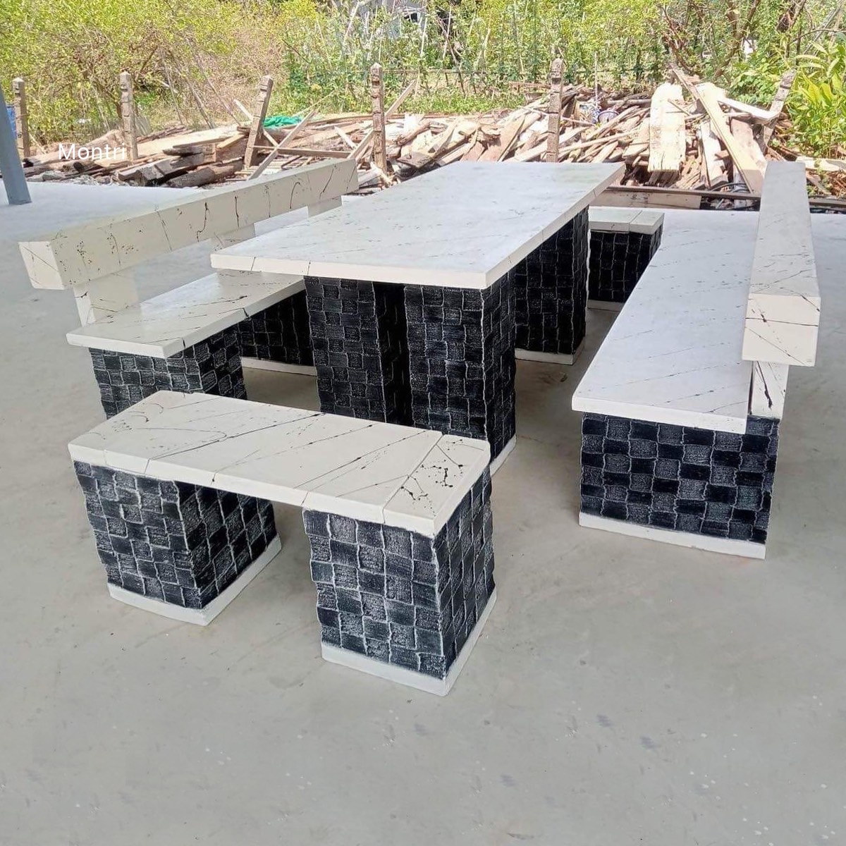 ชุดโต๊ะสนาม รุ่น Modern white โต๊ะสนาม ชุดโต๊ะสนามกลางแจ้ง โต๊ะสนามกลางแจ้ง ชุดโต๊ะพนักพิง ขนาด 180*80 cm.