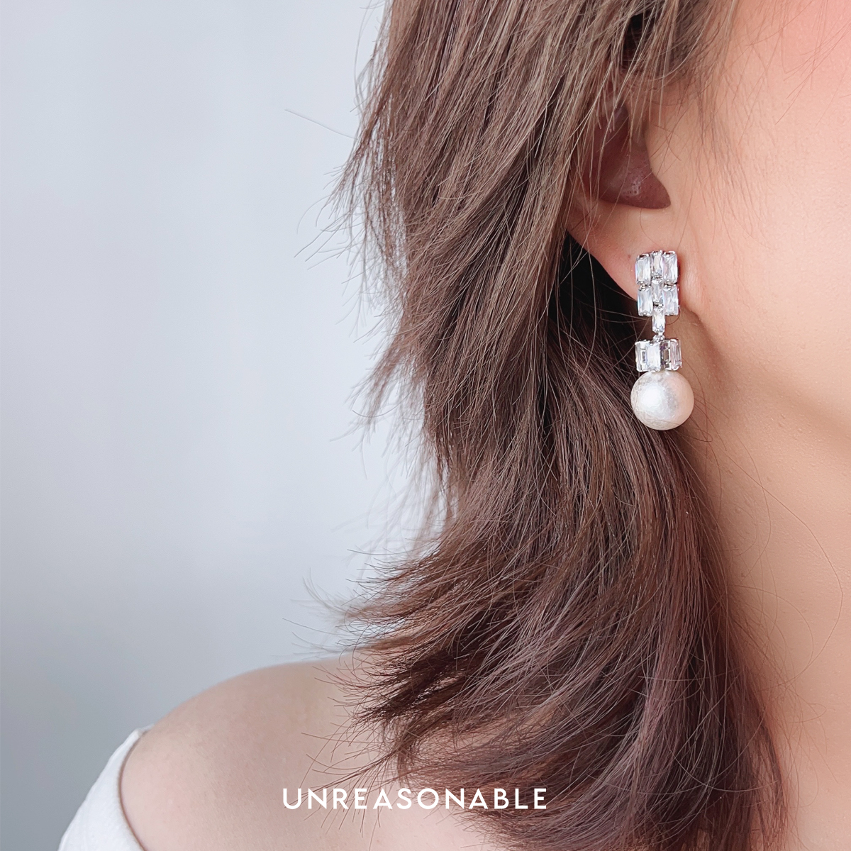 ต่างหูมุก Drop Earrings ก้านเงิน ต่างหูหนีบ UA0976-01 Unreasonable Accessories