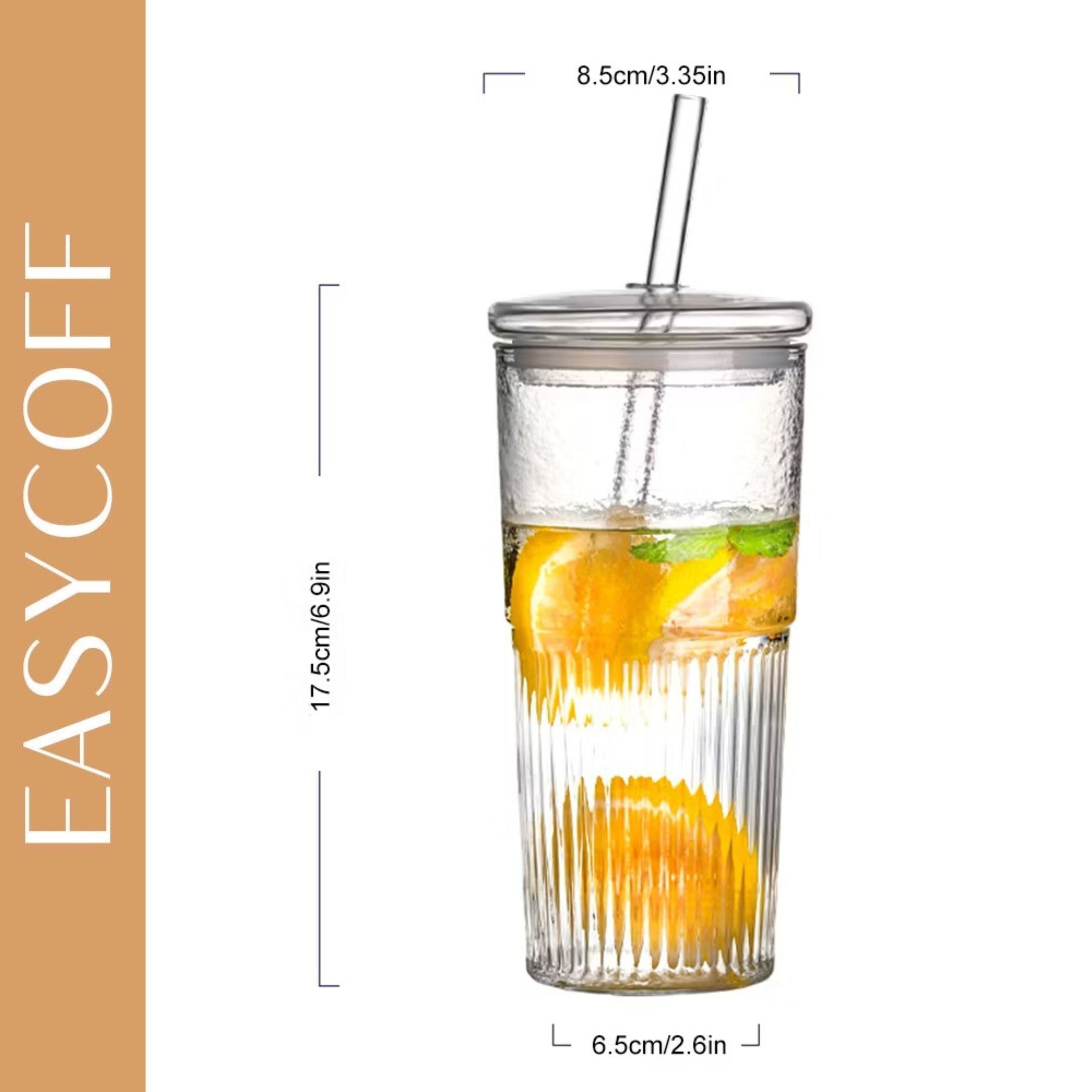 แก้วขนาด 600 ml ขนาดใหญ่จุใจ พร้อมแถมฝาปิดและหลอดอย่างดี