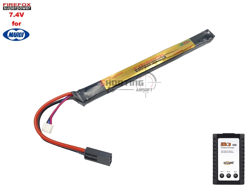 Set แบตลิโพ Firefox 20c 1200mAh 7.4v พร้อมเครื่องชาร์จ B3 (สำหรับ AK Tokyo Marui)