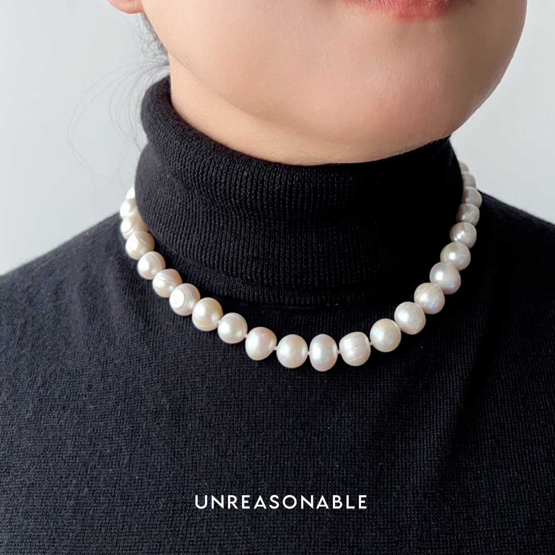 สร้อยคอมุกแท้ มุกน้ำจืด ความยาว 16 นิ้ว UA0840-01 Unreasonable Accessories
