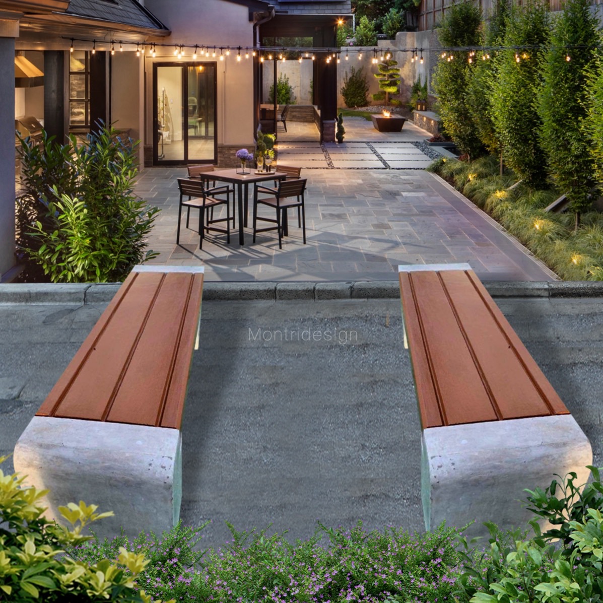 ม้านั่งสนาม เก้าอี้สนาม เก้าอี้คอนกรีต เก้าอี้ปูนเปลือย รุ่น Montridesign 02