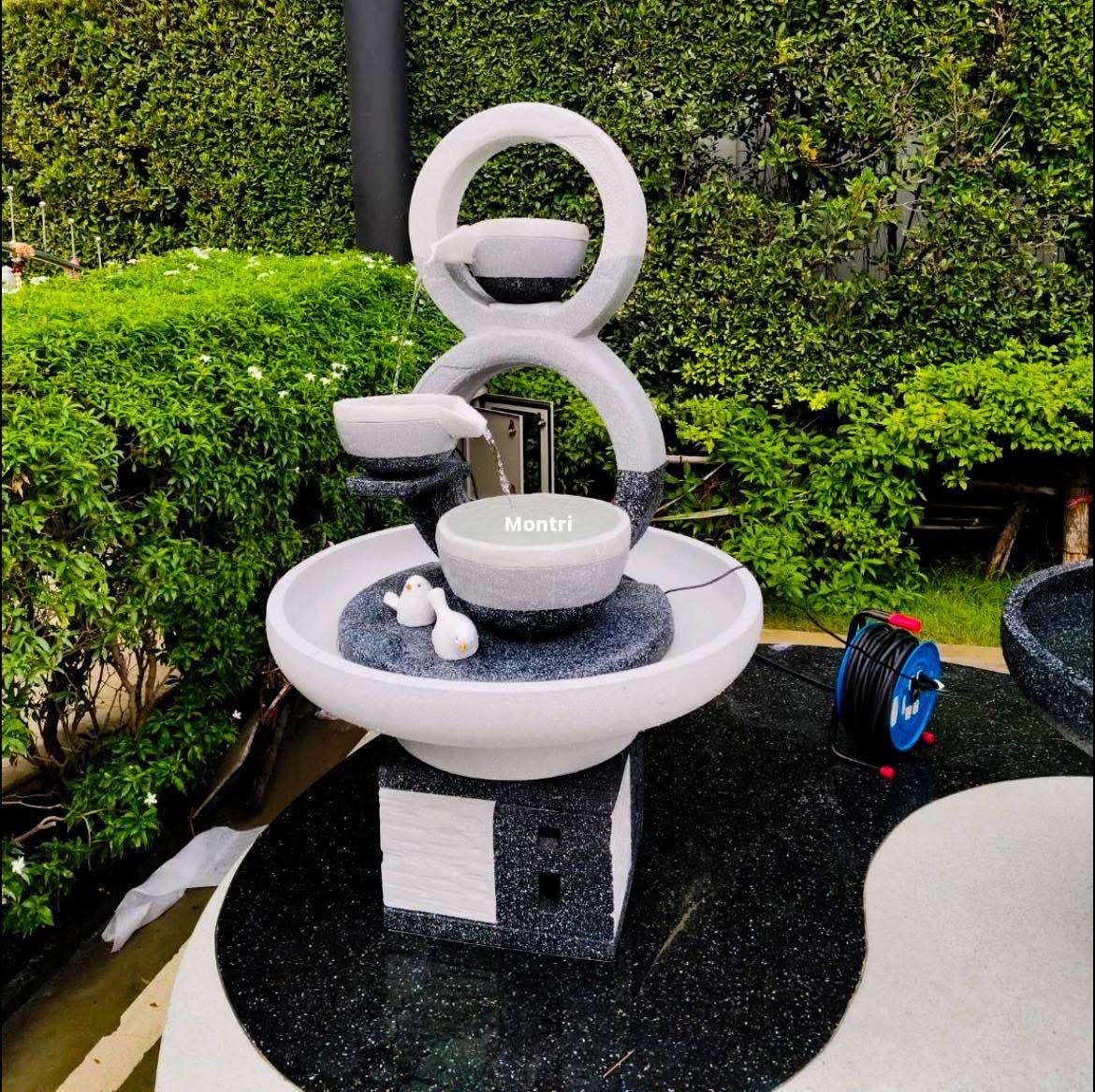 น้ำตกแต่งสวน รูปทรงเลข 8 เสียงน้ำไหลแห่งความสุขและพลังบวก