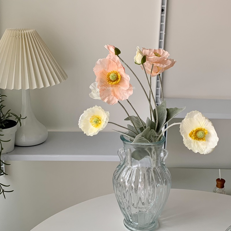 [พร้อมส่ง] Jnihouse : ดอกป๊อปปี้ ดอกไม้ปลอม Poppy Flower (Short leaf hairs)