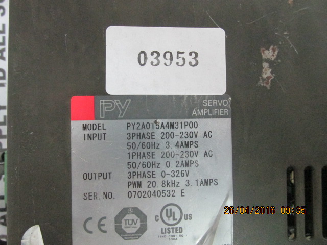 SERVO DRIVE " SANYO DENKI " MODEL : PY2A015A4M31P00