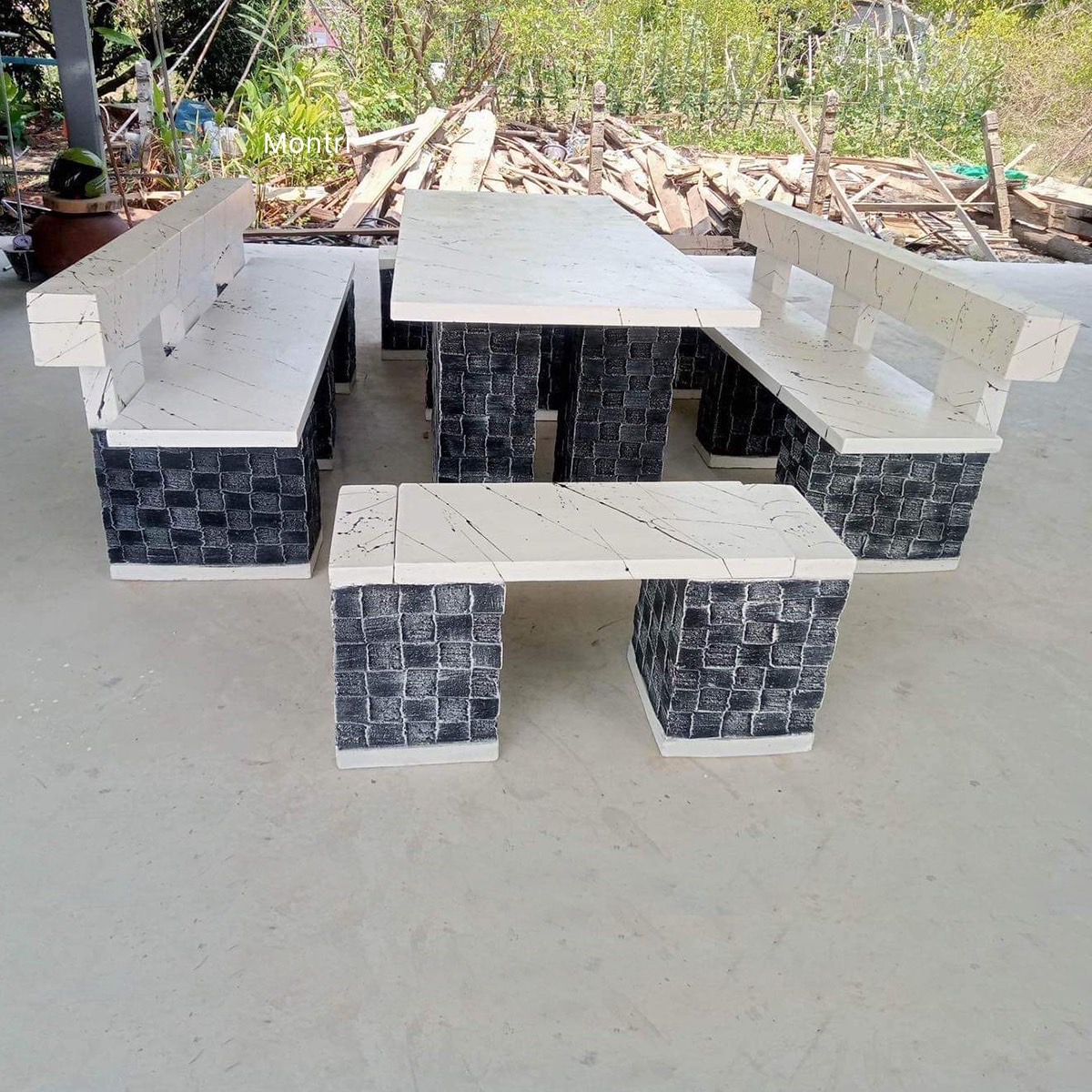 ชุดโต๊ะสนาม รุ่น Modern white โต๊ะสนาม ชุดโต๊ะสนามกลางแจ้ง โต๊ะสนามกลางแจ้ง ชุดโต๊ะพนักพิง ขนาด 180*80 cm.