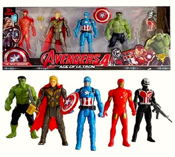 Avengers Model Set โมเดลอเวนเจอร์ ขยับได้ ตุ๊กตาMarvel ชุดโมเดลซุปเปอร์ฮีโร่ 5ตัว โมเดลเล็ก สูง 12 Cm.