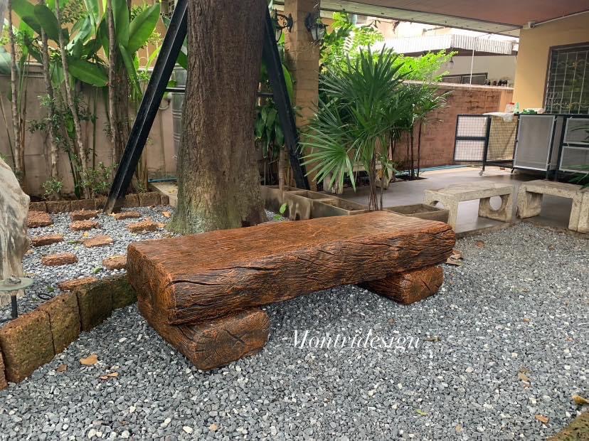 เก้าอี้โซฟาปูนลายไม้ เก้าอี้โซฟา เก้าอี้ขอนไม้ เก้าอี้แต่งสวน ม้านั่งสนาม ม้านั่งสนามปูนลายไม้