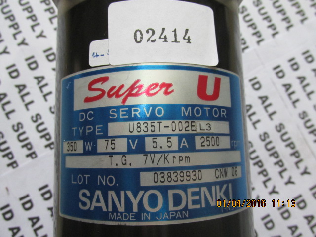 SERVO MOTOR " SANYO DENKI " MODEL : U835T-002EL3