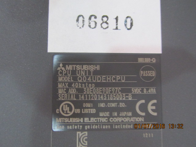 PLC " MITSUBISHI " MODEL : Q04UDEHCPU