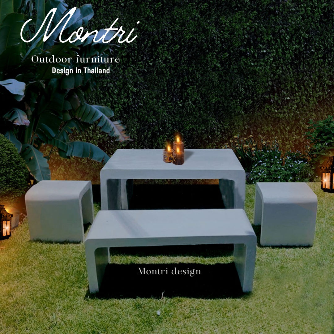 ชุดโต๊ะสนาม โต๊ะสนาม โต๊ะปูนซีเมนต์สไตล์ลอฟท์ รุ่น BigLoft สีปูนลอฟท์สีขาว สินค้าผลิตจากปูนซีเมนต์ แข็งแรง