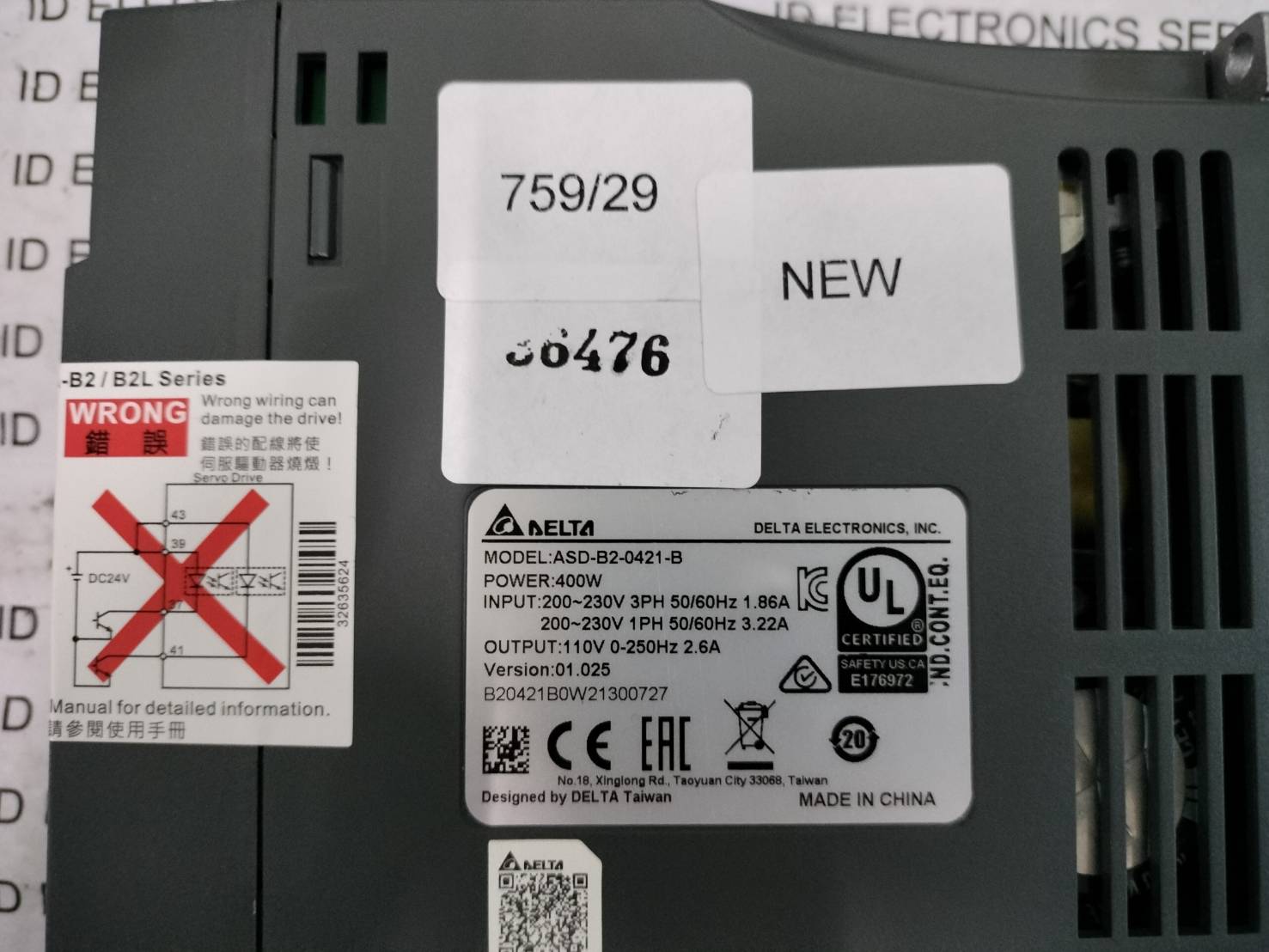 SERVO DRIVE " DELTA " MODEL : ASD-B2-0421-B