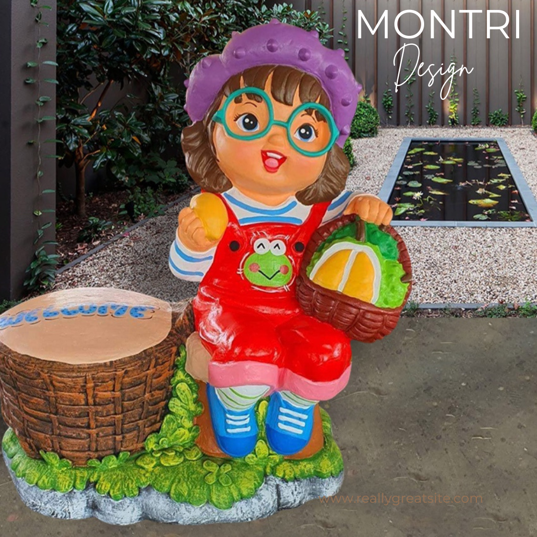 ตุ๊กตาจัดสวน จำนวน 1 คู่ ตุ๊กตาแต่งสวน ตุ๊กตาแต่งหน้าร้าน ตุ๊กตาปูนปั้น ตุ๊กตาปูนปั้นจัดสวน ตุ๊กตาปูนปั้นโคราช รุ่น NAZA88