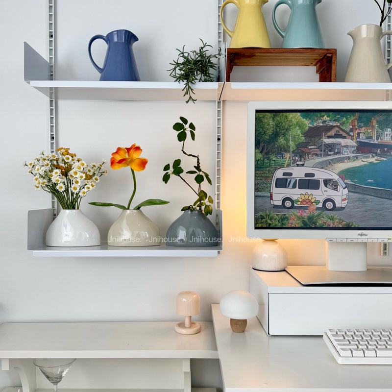 [พร้อมส่ง] Jnihouse : แจกันเซรามิก แจกันดอกไม้ทรงแบน (Vase)