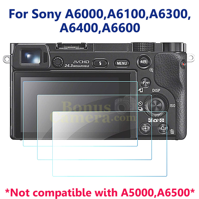GSP-A6000 แผ่นกระจกกันรอยจอ Sony A6000,A6100,A6300,A6400,A6600 ใช้แทน Sony PCK-LM17 LCD Screen Protector