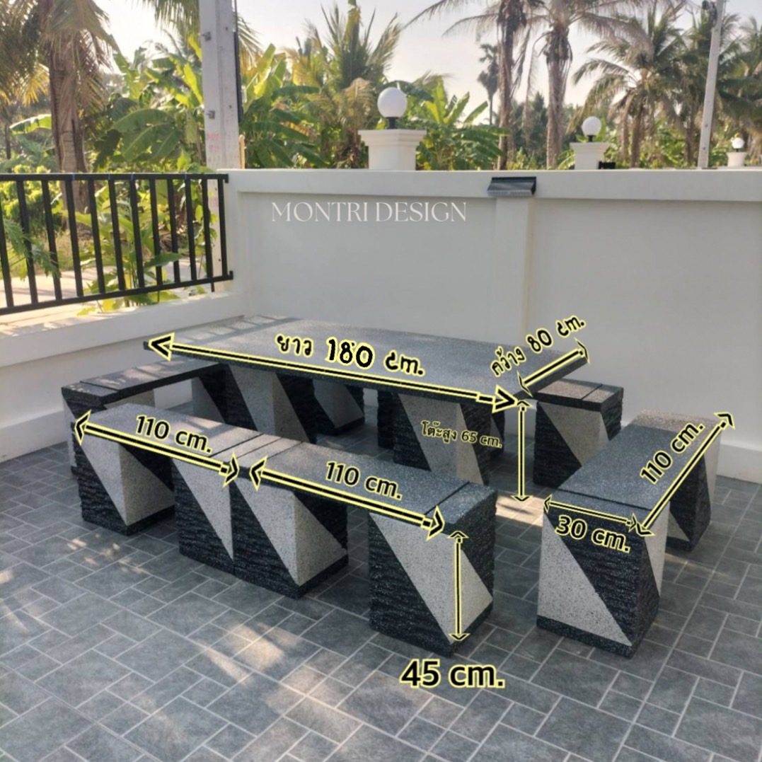 ชุดโต๊ะสนาม โต๊ะสนาม โต๊ะสนามกลางแจ้ง ชุด 12 ที่นั่ง แนว Modern Luxury ขนาดโต๊ะยาว 180*80 cm.